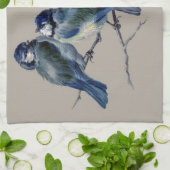 枝カスタマイズに美しいヴィンテージアートブルーバード キッチンタオル (折り畳み)