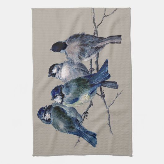 枝カスタマイズに美しいヴィンテージアートブルーバード キッチンタオル (縦)