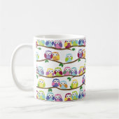 枝カラフルにフクロウ コーヒーマグカップ (左)