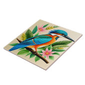 枝カラフルに止まったカワセミ タイル (側面)