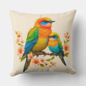 枝カラフルに止まる鳥 クッション (裏面)