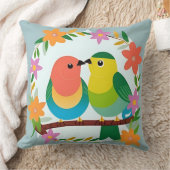 枝カラフルに止まる鳥 クッション (ブランケット)