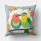 枝カラフルに止まる鳥 クッション (裏面)