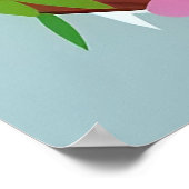 枝カラフルに止まる鳥 ポスター (角)