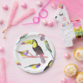 枝カラフルに浮かぶ愛鳥 ペーパープレート (パーティー)