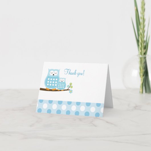 枝サンキューカードの青いやじり声フクロウ サンキューカード (正面)