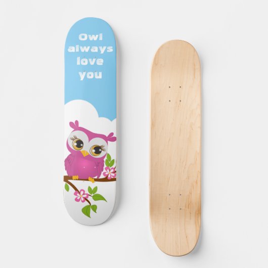 枝スケートボードのかわいいフクロウの女の子 スケートボード (正面)