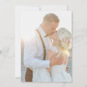 枝スタイリッシュの上の青い灰色の結婚鳥 招待状 (裏面)