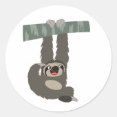 枝ステッカーからぶら下がった可愛らしい漫画 ラウンドシール (正面)