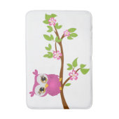 枝バス・マットのかわいいフクロウのピンク バスマット (正面縦)