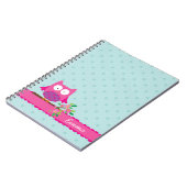 枝パーソナライズなノートのピンクのフクロウ ノートブック (左側)