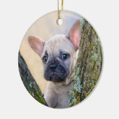 枝フランスのフォークでかわいい犬の子犬 セラミックオーナメント (左)