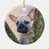 枝フランスのフォークでかわいい犬の子犬 セラミックオーナメント (裏面)