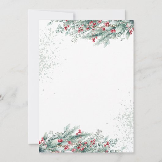 枝ホリーベリースノーフレーク赤ちゃんシャワー 招待状 (裏面)