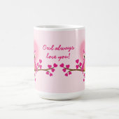 枝マグの美しいカップルのフクロウ コーヒーマグカップ (中央)