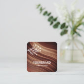 枝モダンマハゴニ木茶色の波模様 スクエア名刺 (スタンド正面)