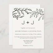 枝モダン結婚式招待状 招待状 (正面/裏面)