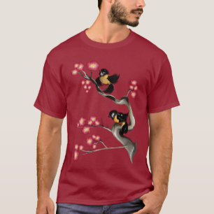 枝ワイシャツの2羽のすずめ Tシャツ