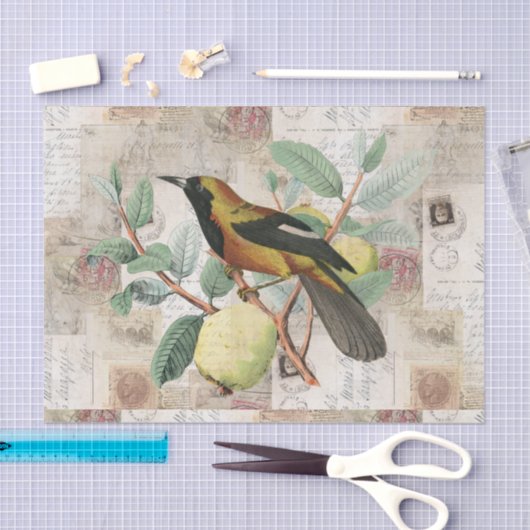 枝ヴィンテージのイタリア人のローマのティッシュペーパーの鳥 薄葉紙 (クラフト)