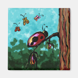 枝上のテントウムシの絵のマグネット マグネット
