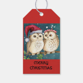 枝上のメリークリスマスフクロウギフトタグ ギフトタグ