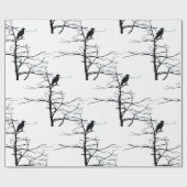 枝付きシルエット上の木の中の鳥 ラッピングペーパー (フラット)