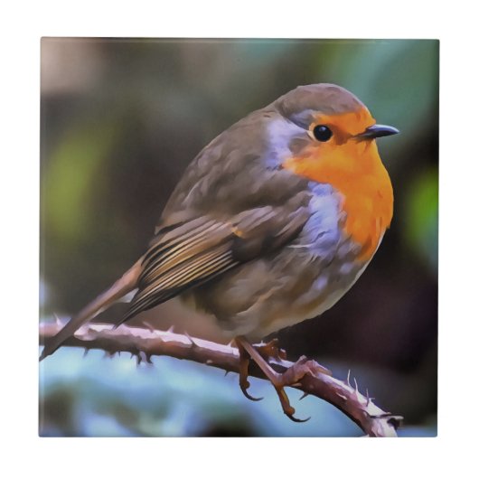 枝分かれした野生動物の芸術に没頭した太いロビン タイル (正面)