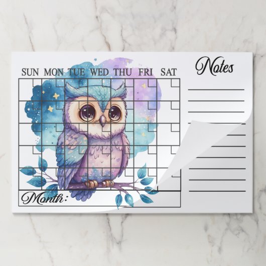 枝切り予定表のフクロウ ペーパーパッド (折り畳み)