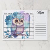 枝切り予定表のフクロウ ペーパーパッド (正面)