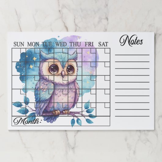 枝切り予定表のフクロウ ペーパーパッド (正面)