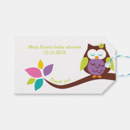枝動物の可愛いフクロウ赤ちゃんシャワー誕生日 ギフトタグ