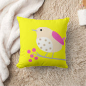 枝及び花-黄色の鳥 クッション (ブランケット)