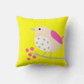 枝及び花-黄色の鳥 クッション (裏面)