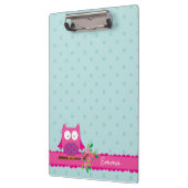 枝名前入りなクリップボードのピンクのフクロウ クリップボード (左)