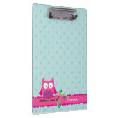 枝名前入りなクリップボードのピンクのフクロウ クリップボード (右)