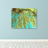 枝垂れ柳の木の写真 キャンバスプリント (インサイチュ (ウッドフロア))