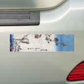 枝垂桜に鳥,広重鳥と除草さくらんぼ,広重,浮世絵 バンパーステッカー (車上)