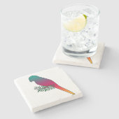 枝大理石の石のコースターのカラフルな鳥 ストーンコースター (横)