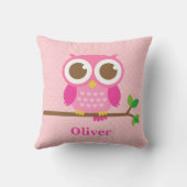 枝女の子部屋の装飾のかわいくガーリーなピンクのフクロウ クッション (裏面)