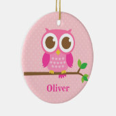 枝女の子部屋の装飾のかわいくガーリーなピンクのフクロウ セラミックオーナメント (右)