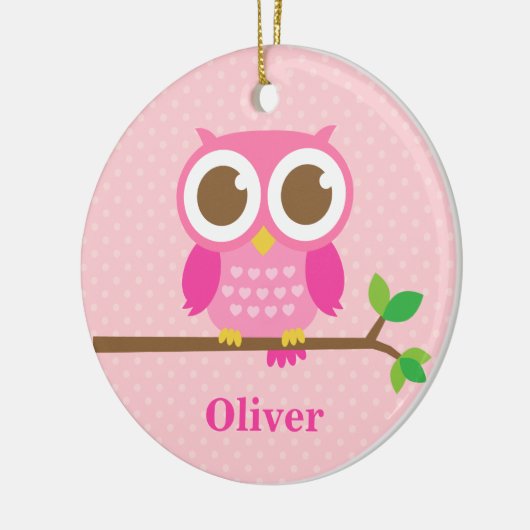 枝女の子部屋の装飾のかわいくガーリーなピンクのフクロウ セラミックオーナメント (左)