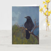 枝挨拶状のカラス カード (黄色い花)