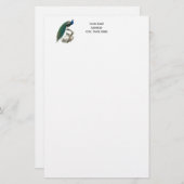 枝書き用紙に孔雀 便箋 (正面/裏面)