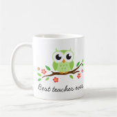枝最も最高のな先生のカスタムの文字の緑のフクロウ コーヒーマグカップ (左)