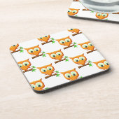 枝柄の漫画の小さなフクロウ コースター (左側)