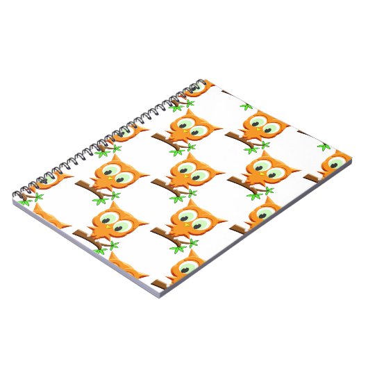 枝柄の漫画の小さなフクロウ ノートブック (左側)