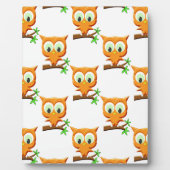 枝柄の漫画の小さなフクロウ フォトプラーク (正面)