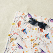 枝模様の水色の鳥 ビーチタオル (インサイチュ)