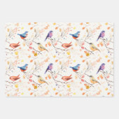 枝模様の水色の鳥 ラッピングペーパーシート (正面2)