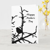 枝母の日の鳥 カード (黄色い花)
